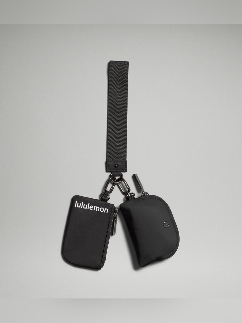 lululemon Black Double Pouch Wrist Strap Keyring